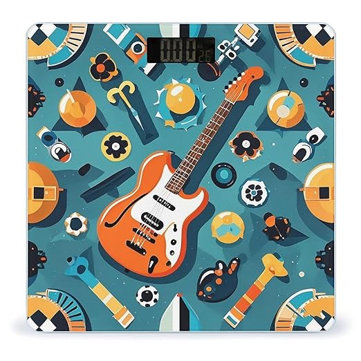Rock Instrumental Patterns Scale for Body Weight Digital Bathroom Scale Accurate Smart Weight Scales with Large Display Weighing Machine High Precision Scales