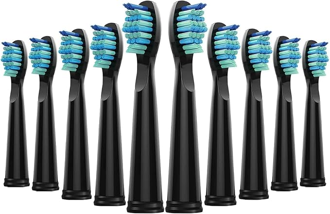 10Pcs Electric Toothbrush Replacement Heads Compatible for FW 910/507/958/515/949/575/551(5 Black 5 White)