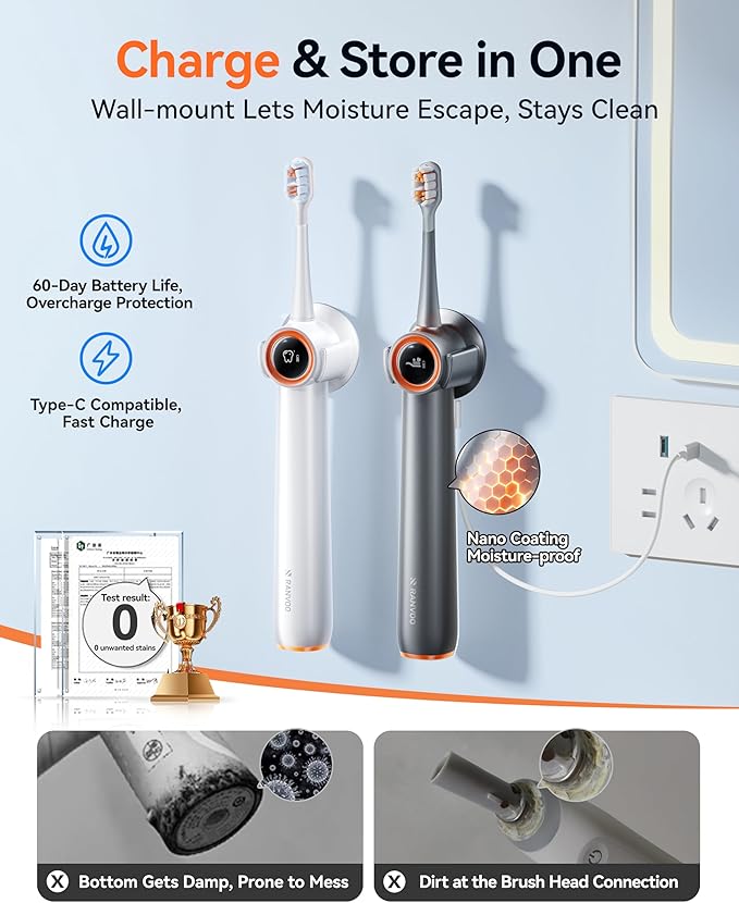 RANVOO] Save $42 to Get AirJet X3 Electric Toothbrush White and AirJet X5 Electric Toothbrush Together