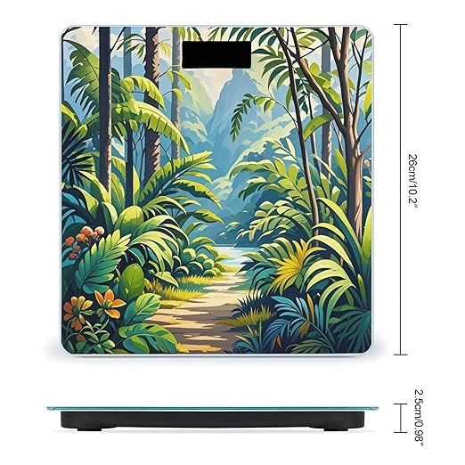 Tropical Jungle Painting Scale for Body Weight Smart Scales Digital Bathroom Scale High Precision Weighing Scales with Large Display Weighing Machine for People