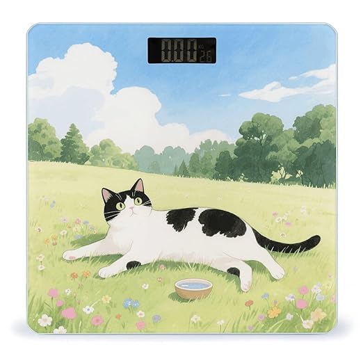 Cute Cat Weight Scale Large Digital Bathroom Scales with Bright LED Display Non Slip Digital Scale and Step On Fashion Weighing Machine for Body