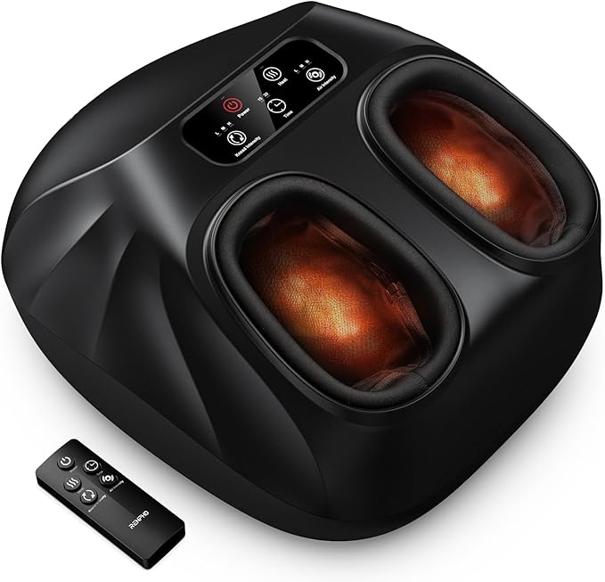 RENPHO Foot Massager Machine with Heat [2026 Upgraded] Shiatsu Foot Massager for Neuropathy Plantar Fasciitis Massager for Men Women Up to Size 14 FSA Eligible HSA Store Eligible Massager Black