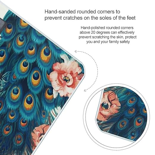 Beautiful Peacock Flowers Digital Bathroom Scale for Body Weight with High Precision Digital Weighing Scale with BMI Clear LCD Display and Step-On Measures Weight Up to 180kg