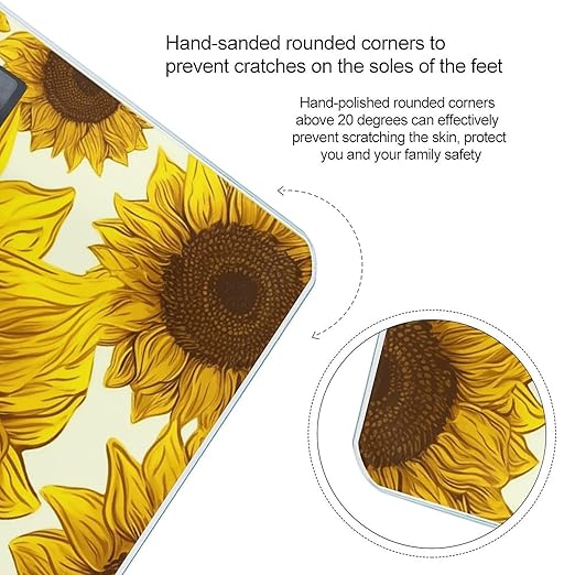 Sunflower Scale for Body Weight Highly Accurate Digital Bathroom Scale Sturdy Tempered Glass Weighing Scales with LCD Display Fashion Body Fat Smart Scales 400lb