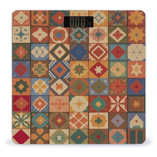 Group of Moroccan Geometric Scale for Body Weight Accurate Digital Bathroom Scale Toughened Glass High Precision Scales Smart Weight Scales with Large LCD Backlight Display Weighing Machine