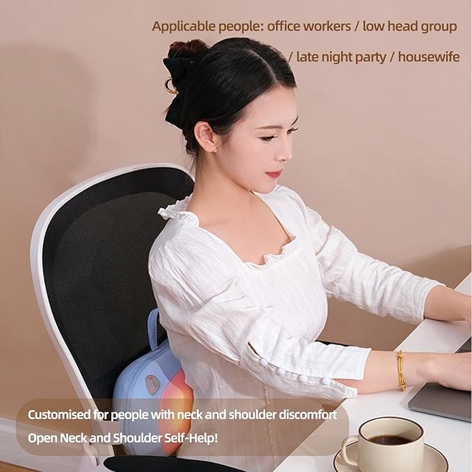 Deep Tissue Neck Massager Peanut Shiatsu Back and Neck Massager Deep Tissue with Heating Function Electric Massage Pillow Good Gift for Parents Friends Mates