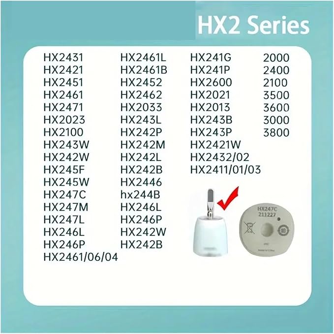 10pcs Replacement Toothbrush HeadCompatible for HX2033/HX2421/ HX2431/HX2451/HX2461/HX2471/HX2023 with Cover Brush