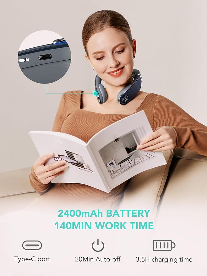 SKG G7 Pro Fold Neck Massager for Pain Relief Deep Tissue Vibration Cordless Travel MassagerFoldable Neck Massager for Office Home Car Gifts for Men Women Dad Mom Grandpa