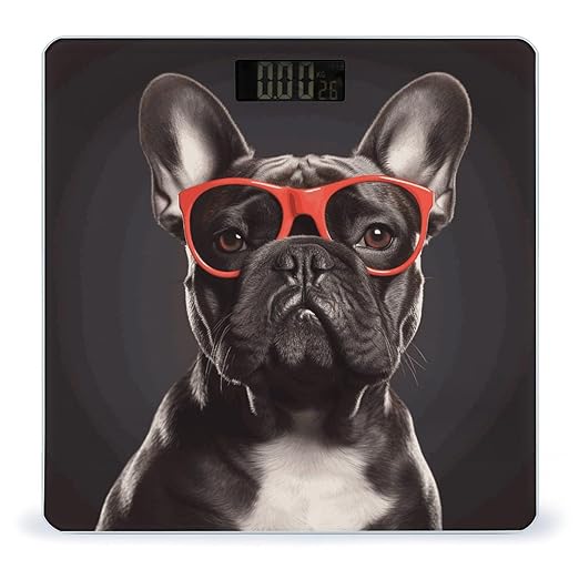 Digital Bathroom Scale for Body Weight Scale with Bright LCD Display High Accuracy Step-On Technology Auto On/Off French Bulldog Digital Scales 400 Lbs /180kg