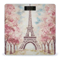 Beautiful Eiffel Tower Paris Scale for Body Weight Anti-Slip Tempered Glass Digital Bathroom Scales Clear LCD Display Weighing Scale Safe Rounded Corners Smart Scales