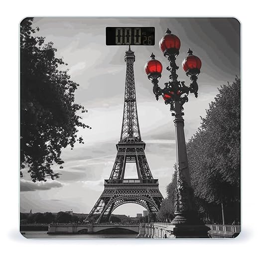 Eiffel Tower London Bathroom Scale for Body Weight Bathroom Weighing Scale with Backlit LCD Display Highly Accurate Measures Weight Up to 180kg