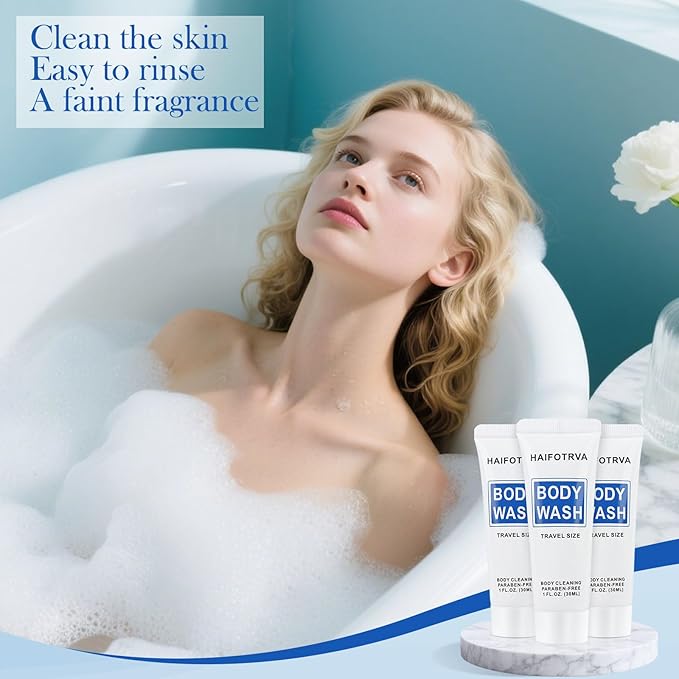 Travel Size Body Wash and Body Lotion Bulk Pack of 100Individually Wrapped 30ml/1 fl oz Shower Gel and Body Lotion Toiletries Amenities for GuestsTravelHomelessCharity