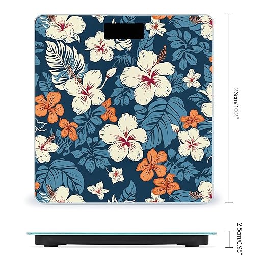 Hawaii Flower Bathroom Scale Ultra-Bright Liquid Crystal Screen Weight Scale Accurate Bathroom Body Scales for Body Weight Bathroom Pet Home Bedroom Gift-Giving