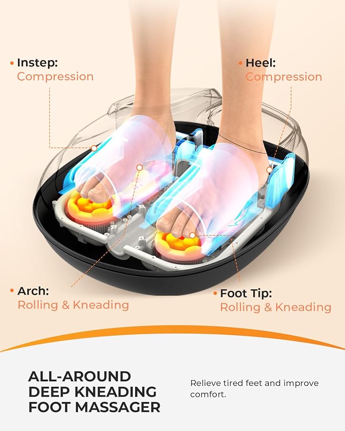 CooCoCo FSA Eligible Foot Massager with Heat Upgraded Shiatsu Feet Massager for Plantar Fasciitis Neuropathy Foot Warmer for Women Men Mom Feet Massage Machine with Kneading Compression Size 13