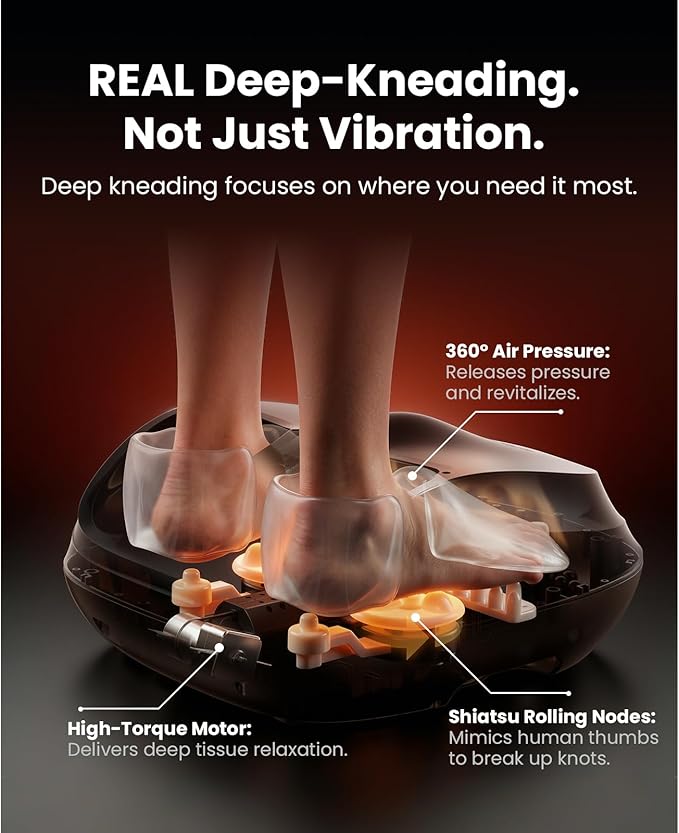 BOB AND BRAD Shiatsu Foot Massager with Heat and RemoteFSA Eligible HSA Deep Kneading Electric Feet Massager for Plantar Fasciitis Fits US Size 12