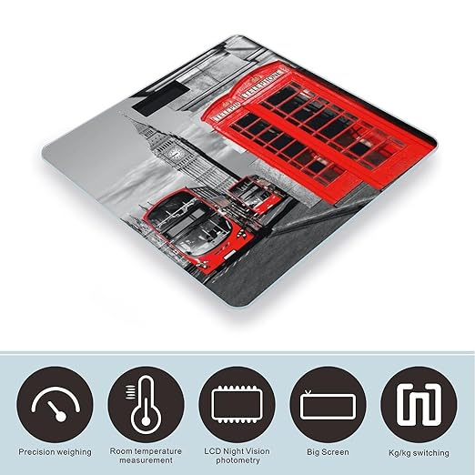 England UK Retro London Telephone Scale for Body Weight Digital Bathroom Scale Precision Smart Weighing Scales with Clear LED Display Accurate High Precision Scales Weighing Machine