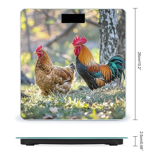 Beautiful Rooster Hen Scale for Body Weight Accurate Digital Bathroom Scale Toughened Glass High Precision Scales Smart Weight Scales with Large LCD Backlight Display Weighing Machine