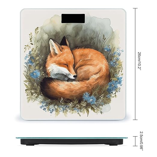 A Sleeping Fox Scale for Body Weight Safe Rounded Corners Tempered Glass Digital Bathroom Scale LED Display 400lb Capacity Weight Scales with High Precision Sensors
