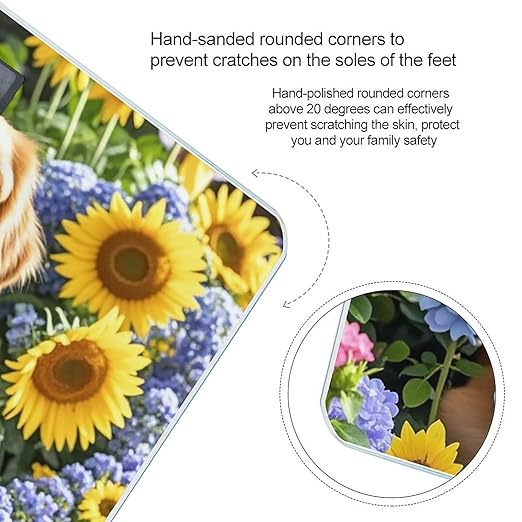 Golden Retriever and Flowers Scale for Body Weight Highly Accurate Digital Bathroom Body Scale Digital Bathroom Scales for People Anti-Slip Large LCD Display Smart Scales