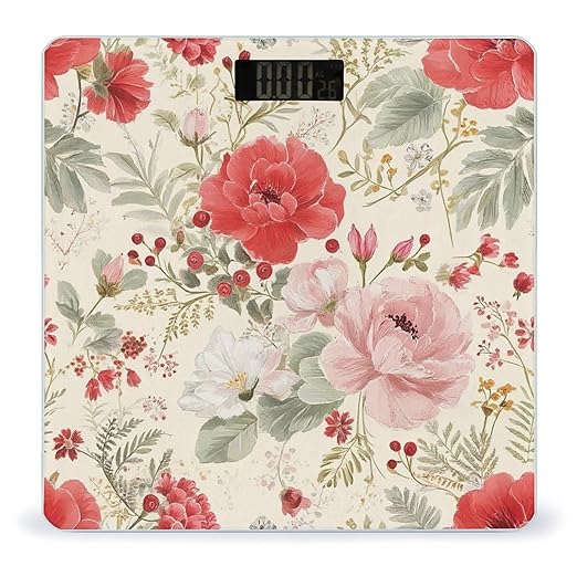 Men's Smart Scale for Body Weight Digital Bathroom Weighing Scale Automatic Switch Energy Saving Scale Floral Chic Flowers Roses Pedals Dots Leaves Buds Spring Season Theme