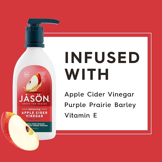 JASON Apple Cider Vinegar Balancing Body Wash For Gentle Feeling Clean 30 Fluid Ounces
