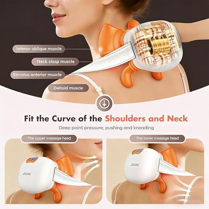 Shoulder and Neck Massager Bionic Heated Massager Neck Massager with Fingers 4D Kneading Massage Simulates a Real Palm Massage for Comfort Relax Muscle Tension