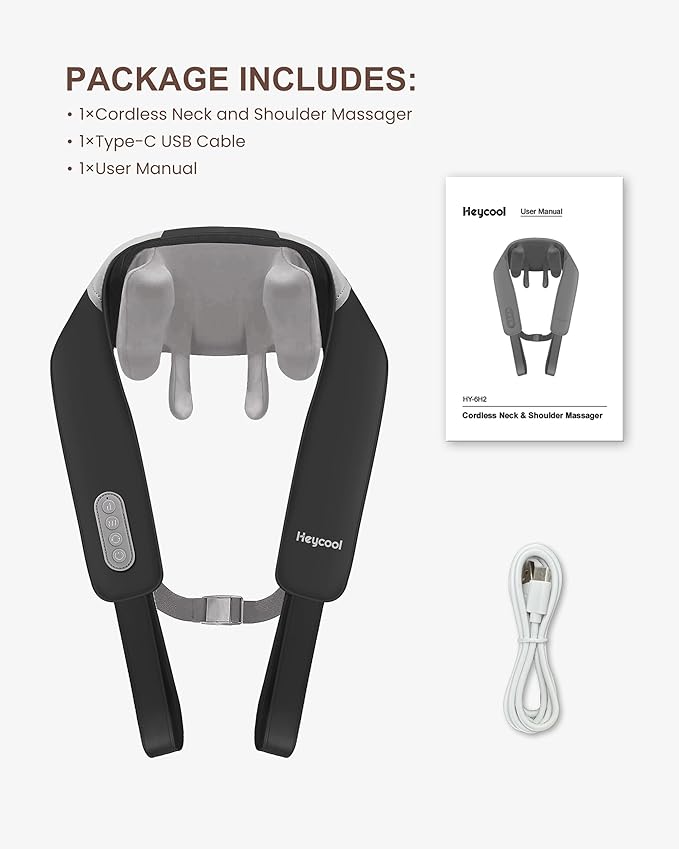 Cordless Neck and Shoulder Massager with Heat Shiatsu Neck Back Massager Deep Tissue 3 Massage Intensity &amp 2 Heating Area Gifts for Women Men
