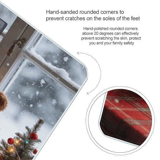 Christmas Joy Smart Scale for Body Weight Digital Bathroom Scale Toughened Glass Weight Scale with Large LCD Backlight Display High Precision Scales Weighing Machine