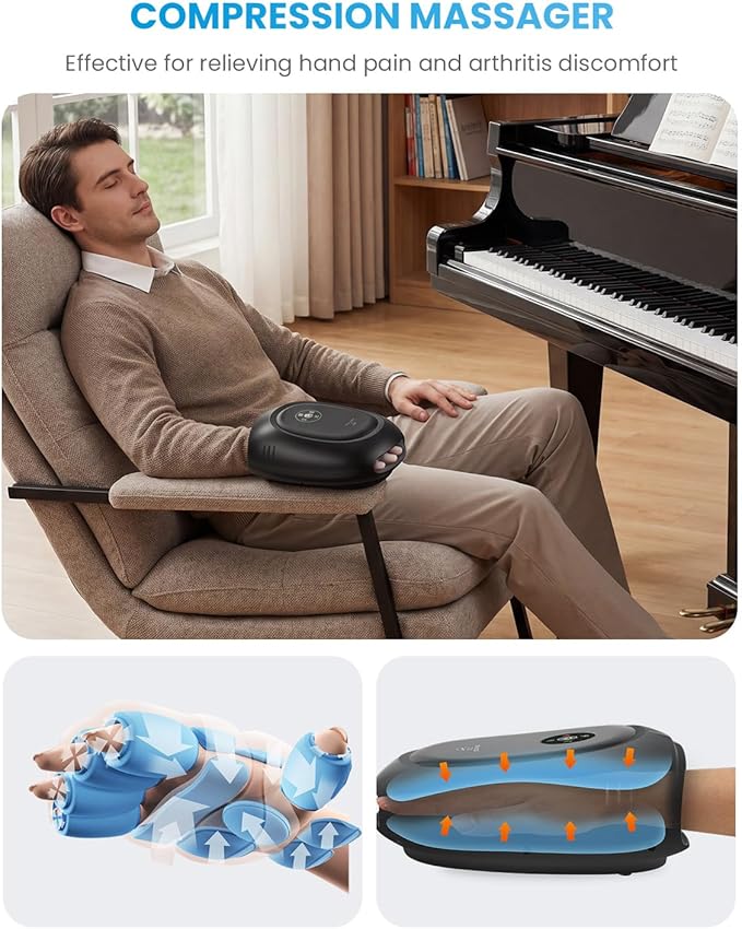 COMFIER Smart Hand Massager MachineAPP ControlHand Massage with Heat and CompressionMassager for ArthristisCarpal TunnelHand Wrist Finger Massager3 Heat Levels&amp3 IntensitiesGifts for Women