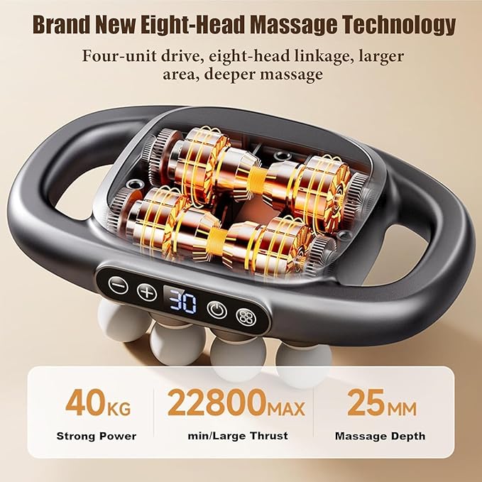 16-Head Massage Gun Deep Tissue Back Massager Gun for Pain Relief Deep Tissue with 9 Massage Modes &amp 30 Speeds Percussion Electric Massage Tool for Back Shoulders Legs Foot Body Muscle