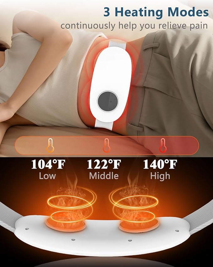 Heating Pad for Back Pain Relief-Lower Back Massager with HeatAbdominal Belly Massagers with 6 Massage&amp16 Levels3 HeatedCordless Portable Travel Waist Wrap BeltMothers Day Gifts for Him Her