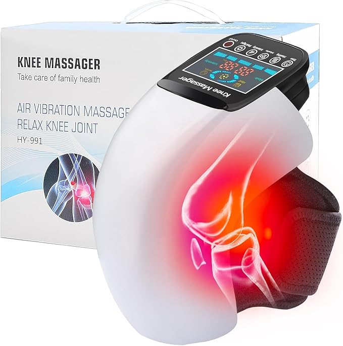 DEITY Knee Massager Smart with Heat Vibration 3D Massage Red Light 4-in-1 Cordless Portable Knee Massager with LED Large Screen Gifts for Grandma &amp Grandpa