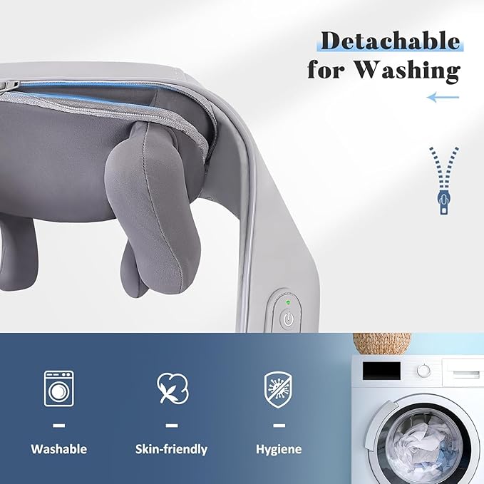 Cordless Neck and Shoulder Massager Shiatsu Neck and Back Massager with Heat 4D Deep Tissue Kneading Massage Pillow for Shoulder Back Leg Muscle Pain Relief Valentine's Day Gifts for Women Men