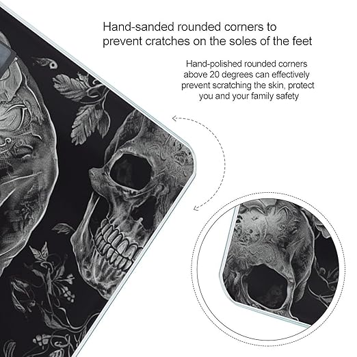 Skull Skeleton Weight ScaleClear LED Display Bathroom Digital Weighing ScaleTempered Glass Digital Bathroom Scale for Body Weight Capacity Up to 400 Lbs