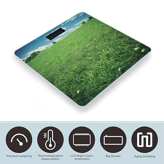 Green Lawn Scale for Body Weight Highly Accurate Digital Bathroom Scale Sturdy Tempered Glass Weighing Scales with LCD Display Fashion Body Fat Smart Scales 400lb