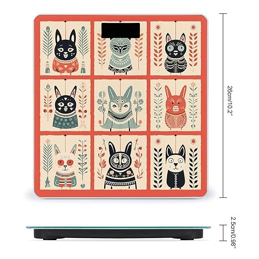 Digital Bathroom Scale for Body Weight Scale with Bright LCD Display High Accuracy Step-On Technology Auto On/Off Some Animal Decorations Digital Scales 400 Lbs /180kg