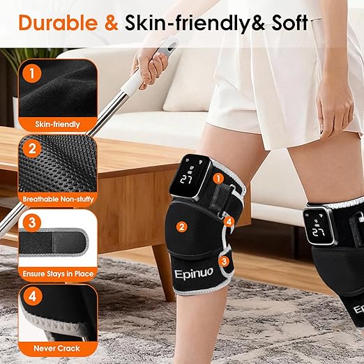 Red Light Therapy for Kneewith 5 Vibration Massage Cordless Rechargeable 5000mAh Heated Knee Massager for Pain Relief Gifts for Women Men 660nm&amp850nm Near Infrared Light Brace