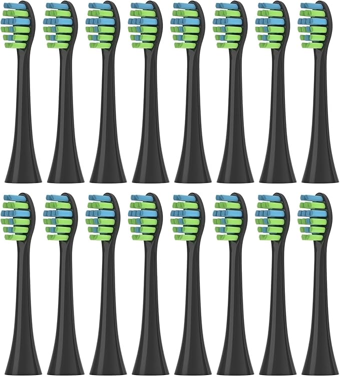 Replacement Brush Heads Compatible with 7AM2M AM101/AM105 Sonic Electric Toothbrush Vacuum Soft Bristle Nozzles(16PCS Black)