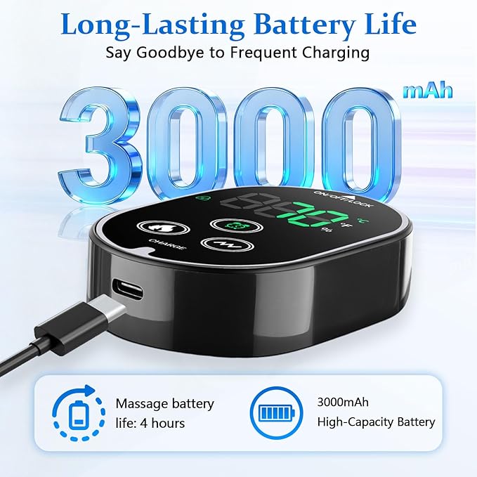 Version 3-in-1 Foot Massager with Super Long Battery Life USB Charging Port Black 3 Vibration Modes 6-Speed Temperature Control Circulation and Pain Relief for Foot Relaxation