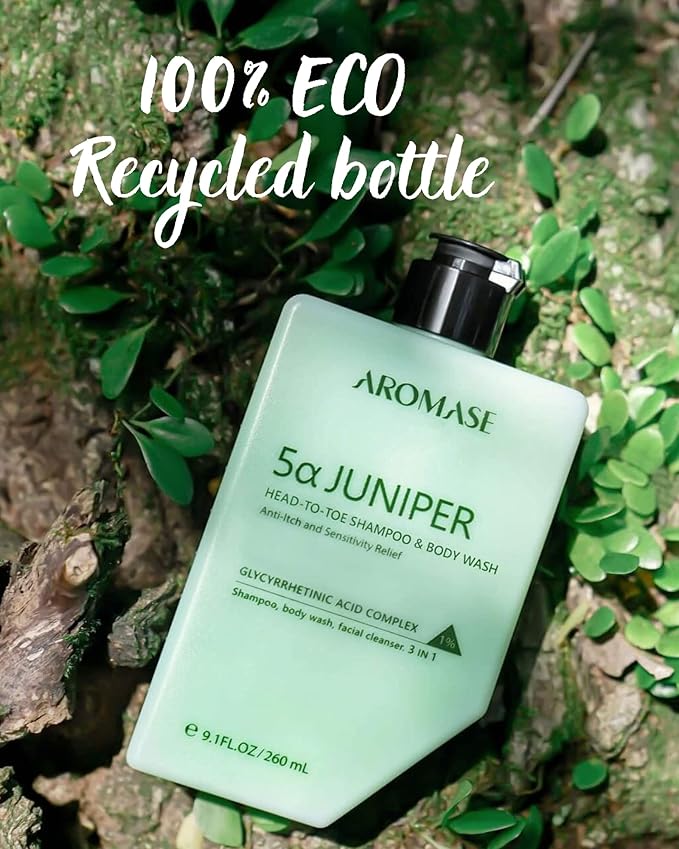 Aromase 5α Juniper Head-To-Toe Shampoo and Body Wash All in One Shower Gel for Face Scalp Hair &amp Body Gym &amp Travel No SLS