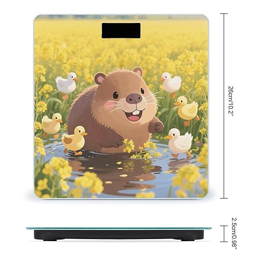 Digital Bathroom Scale for Body Weight Scale with Bright LCD Display High Accuracy Step-On Technology Auto On/Off Cute Capybara Digital Scales 400 Lbs /180kg
