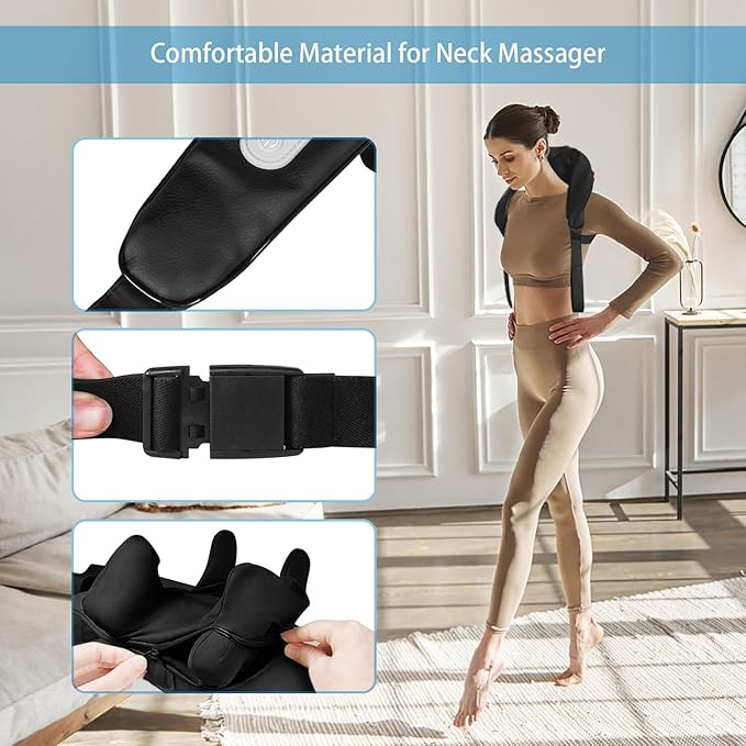 BIBIRE Neck and Shoulder Massager Deep Tissue Cordless Kneading with 6 Massage Nodes Shiatsu Neck Back Shoulder Massager with Heat for Traps Back &amp Leg Gifts for Men Women Home Use