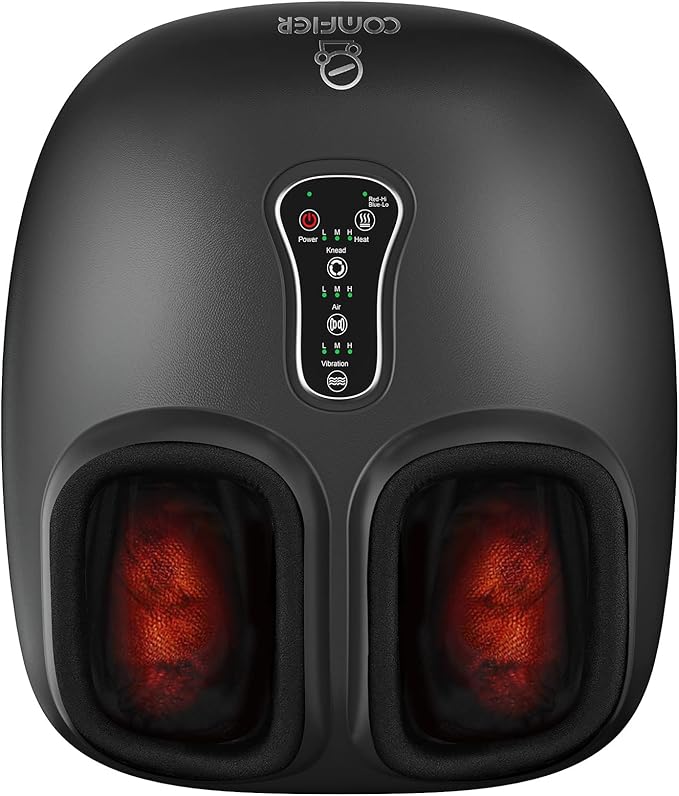 COMFIER Shiatsu Foot Massager with HeatVibrationRolling CompressionFSA Eligible HSA StoreFeet Massager Machine for Plantar FasciitisNeuropathy PainMothers Day Gifts for WomenSize up to 13“