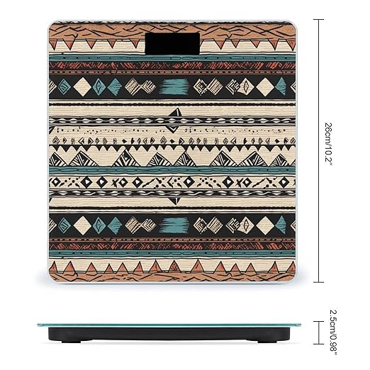 Native American Patterns Bathroom Scale Rounded Smart Scale for Body Weight Automatic Power On/Off Weight Scales Accurate Bathroom Digital Scales for Pet Home Bedroom Kitchen