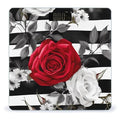 Black White Stripes Red Rose Flowers Bathroom Scale Weight Scale for Body WeightHighly Accurate Digital Weighing Machine Clear LED Display Digital Bathroom Body Scale 400lb/182kg