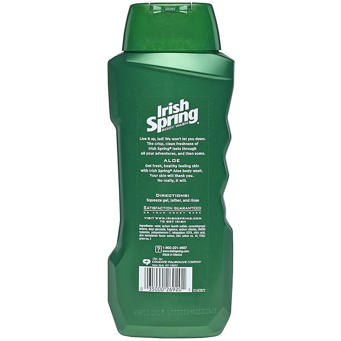 Irish Spring Men's Body Wash Shower Gel Aloe Vera - 20 fluid ounce (Pack of 6)