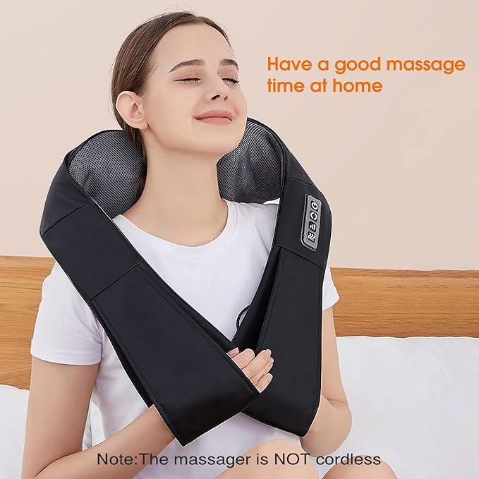AERLANG Shiatsu Back and Neck Massager Back Massager Deep Tissue Kneading Neck and Shoulder Massage with Heat Electric Massage Pillow Fathers Day Gift Ideas from Daughter Son(NOT Cordless)