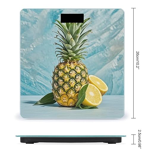 Fresh Pineapple Bathroom Scale for Body Weight Bathroom Weighing Scales with Back Lit LED Display Sturdy Tempered Glass Body Weight Bathroom Scale 400lb Weighing