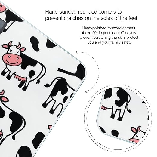 Smart Scale for Body Weight Automatic Switch Digital Bathroom Weighing Scale Cute Funny Milk Cow Print