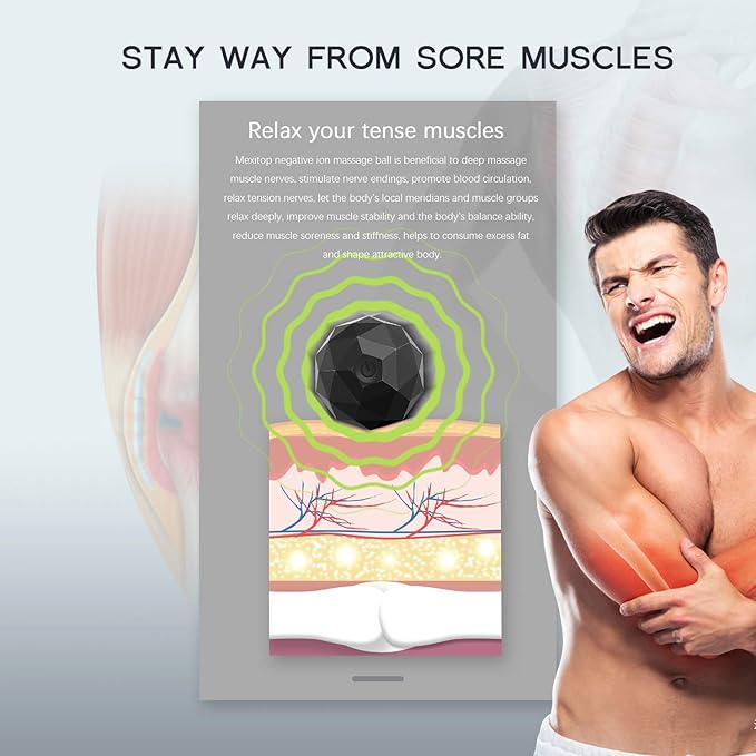 Electric Vibrating Massage Ball 2-Speed Fitness Yoga Pilates Physical Therapy Massage Roller to Fight Sore MusclesWashable Negative Ion Vibration Massages ball for Muscle RecoveryMyofascial Release